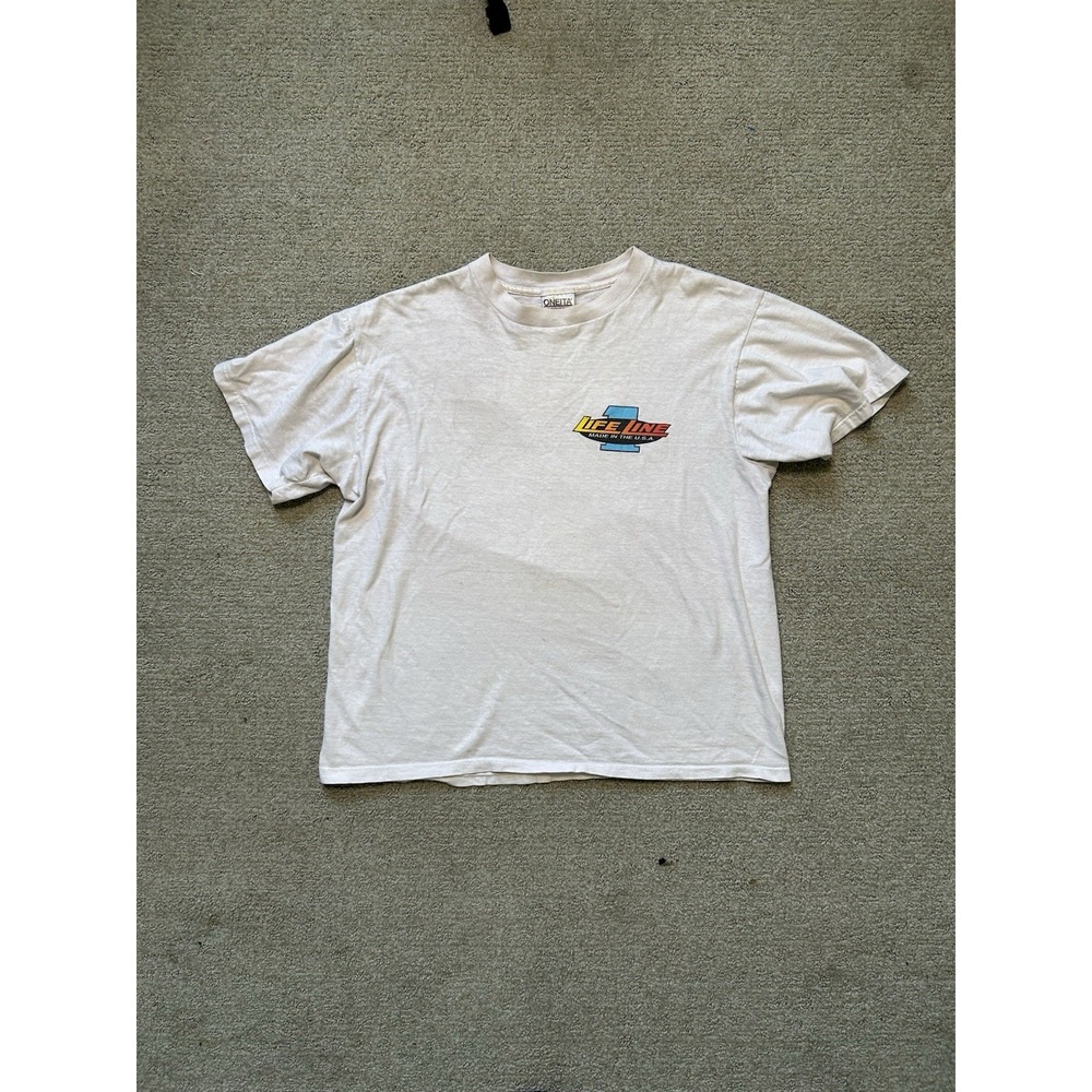 Vintage 1991 Single Stitch Oneita Power-T Shirt L  Life Line 1 Parker AZ Boating